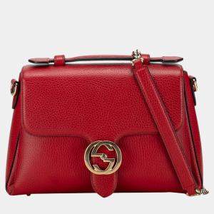 Gucci Red Small Dollar Calf Interlocking G Satchel