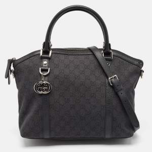 Gucci Black GG Canvas GG Charm Dome Satchel