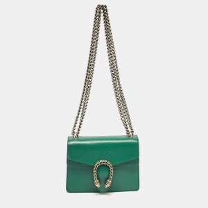 Gucci Green Leather Mini Dionysus Shoulder Bag