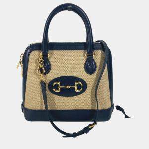 Gucci Beige x Dark Navy Horsebit 1955 Shoulder Bag