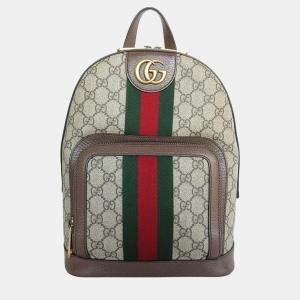 Gucci Brown Gold Supreme Canvas GG Marmont Backpack