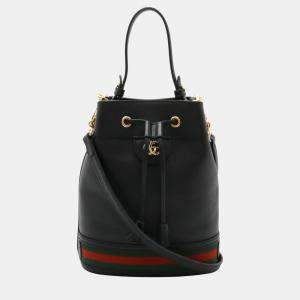 Gucci Black Leather Ophidia Small Bucket Bag