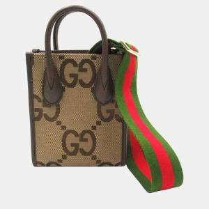 Gucci Brown Canvas Jumbo GG Tote Bag