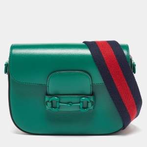 Gucci Dark Green Leather Horsebit 1955 Small Shoulder Bag