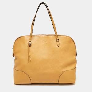 Pre Owned Gucci Mustard Yellow Leather Bree Satchel