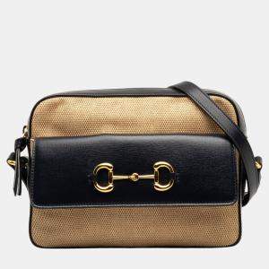 Gucci Brown Horsebit 1955 Flap Pocket Camera Bag