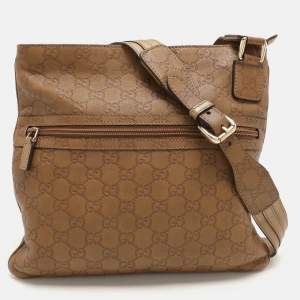 مملوكة مسبقًا Gucci Beige Guccissima Leather Messenger Bag