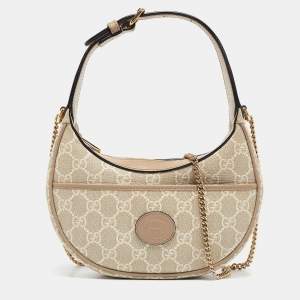 Gucci Beige/White GG Supreme Canvas Mini Ophidia Hobo
