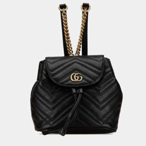 Gucci Black Leather GG Marmont Backpack