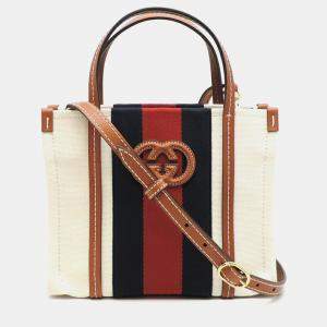 Gucci Canvas White Interlocking G Tote Bag