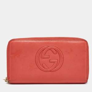 Gucci Orange Leather Soho Zip Continental Wallet