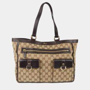 Gucci Beige Brown GG Tote Handbag