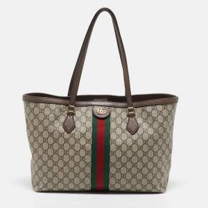 Pre Owned Gucci Beige/Ebony GG Supreme Canvas Medium Ophidia Tote