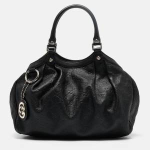 Gucci Black Guccissima Leather Medium Sukey Tote