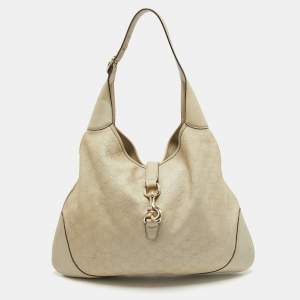 Gucci Cream Guccissima Leather Large New Jackie Hobo