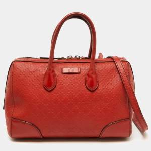 Gucci Orange Leather Bright Diamante Satchel