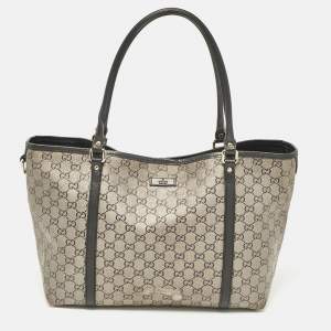 Gucci Black/Grey GG Crystal Canvas and Leather Medium Joy Tote