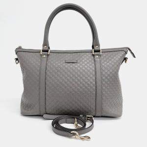 مملوكة مسبقًا Gucci Grey Leather Micro Cima Line Tote Bag