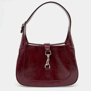 Pre Owned Gucci Red Patent Leather Patent Jackie Small Shoulder Bag