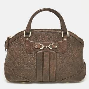 Gucci Dark Brown Guccissima Leather Catherine Dome Satchel