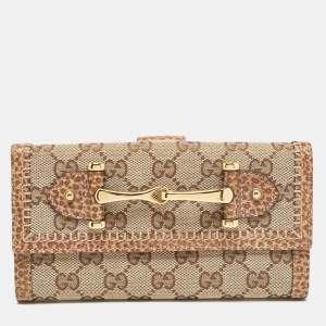 Gucci Beige GG Canvas and Leather Pelham Continental Wallet