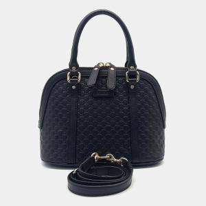Pre Owned Gucci Black Leather Micro Cimaline Mini Dome bag