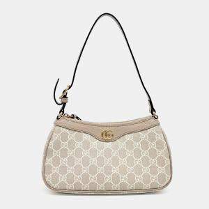 Pre Owned Gucci Beige PVC Ophidia small shoulder bag