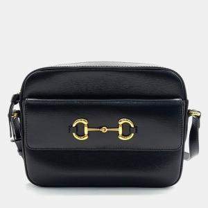 Pre Owned Gucci Black Leather 1955 Horsebit Small Crossbody Bag