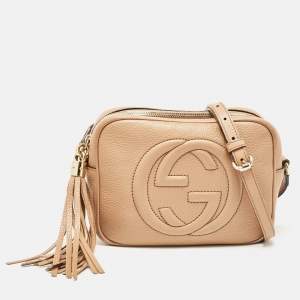 Gucci Beige Leather Small Soho Disco Crossbody Bag