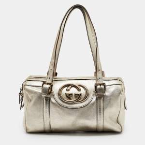 Gucci Gold Leather Britt Boston Bag
