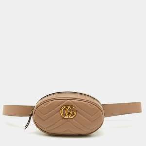 Gucci Beige Matelasse Leather GG Marmont Belt Bag