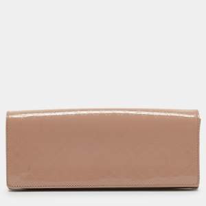 Pre Owned Gucci Beige Microguccissima Patent Leather Broadway Clutch