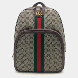 Gucci Beige Brown Ophidia Gg Supreme Medium Backpack