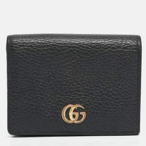 Gucci Black Leather GG Marmont Card Case