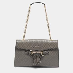 مملوكة مسبقًا Gucci Grey Microguccissima Leather Medium Emily Shoulder Bag