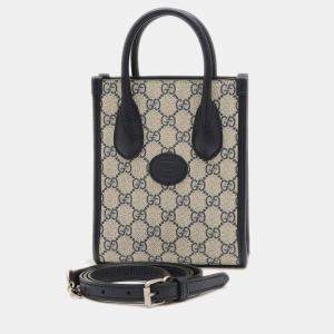 Gucci Beige GG Supreme Canvas and Leather Interlocking G Tote Bag