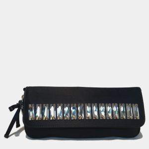 Gucci Black Silk Crystal Front Beaded Evening Bag Clutch