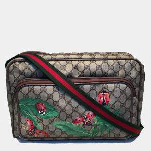 Gucci Vintage Monogram Hand Painted Ladybug Reporter Messenger Shoulder Bag