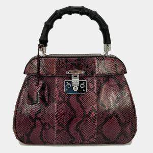 Gucci Purple Python Lady Lock Bag With Bamboo Handle bag