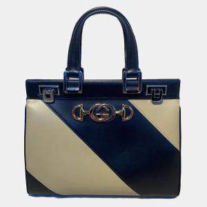 Gucci Zumi Shibuya Black And Tan Medium Top Handle Bag