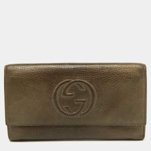 Gucci Brown Leather Soho Flap Continental Wallet