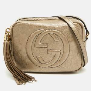 Gucci Metallic Beige Leather Small Soho Shoulder Bag