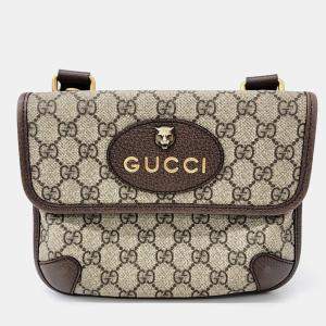 Gucci Beige Brown PVC Supreme Small Messenger Bag