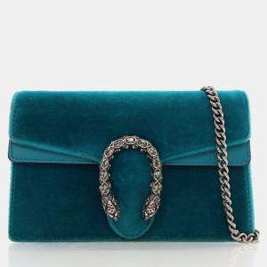 Gucci Super Mini Teal Velvet Dionysus