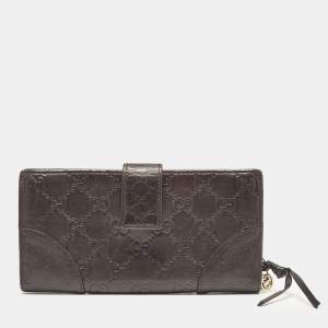 Gucci Dark Brown Guccissima Leather Interlocking G Flap Continental Wallet