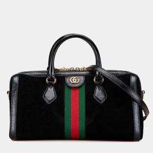 Gucci Black Medium Ophidia Suede Satchel Bag
