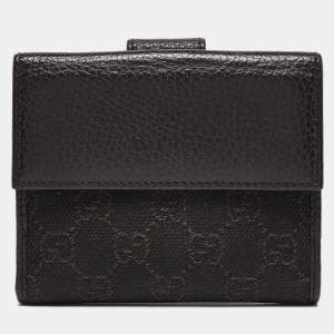 Gucci Dark Brown GG Canvas and Leather Flap French Wallet