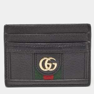 Gucci Black Leather Ophidia Web Card Holder