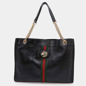 Gucci Black Leather Raja Tote Bag
