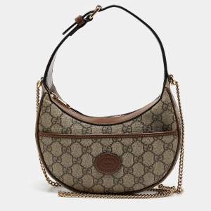 Pre Owned Gucci Beige/Ebony GG Supreme Canvas Mini Ophidia Shoulder Bag